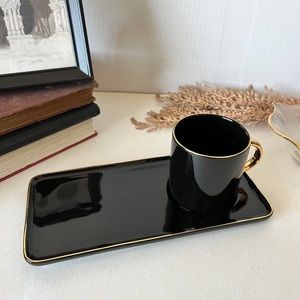 NWT Saucer | Espresso mug with Saucer | Black and Gold